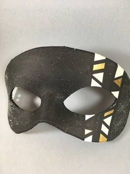 Geometric White and Gold Mask