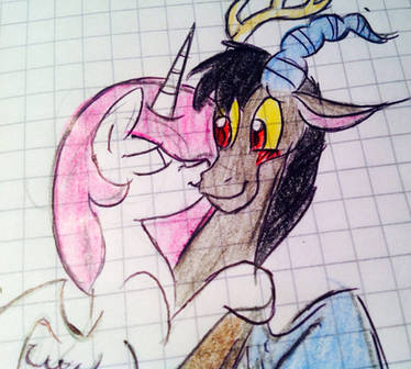 Young Celestia and Discord - Whispering