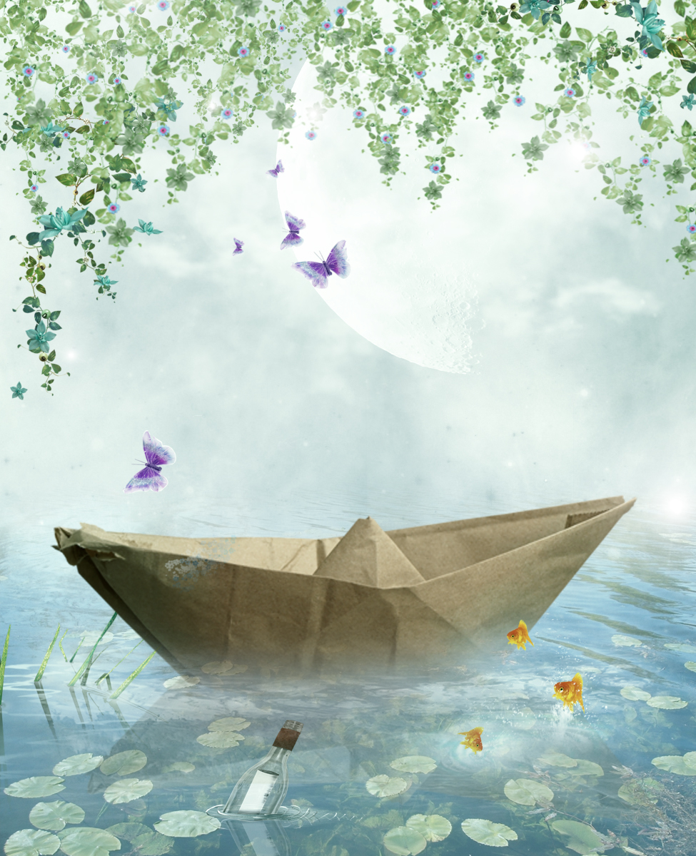 free background paperboat