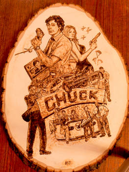 Chuck TV show poster - Wood burning