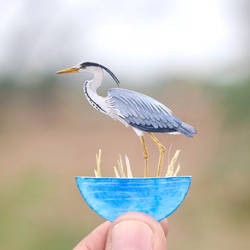 Grey Heron - Paper Cut Birds
