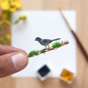 The Yellow Thighed Finch - Paper Cut art