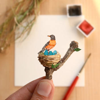 The American robin - Paper Cut art