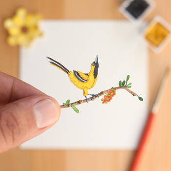 The Yellow-tailed Oriole - Paper Cut art
