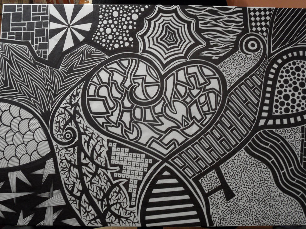 Sharpie Black and White Heart