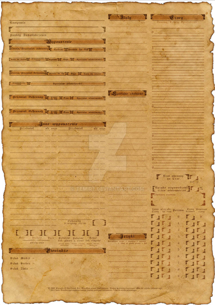 Dd Pages DD character sheet - back by Temir7 on DeviantArt