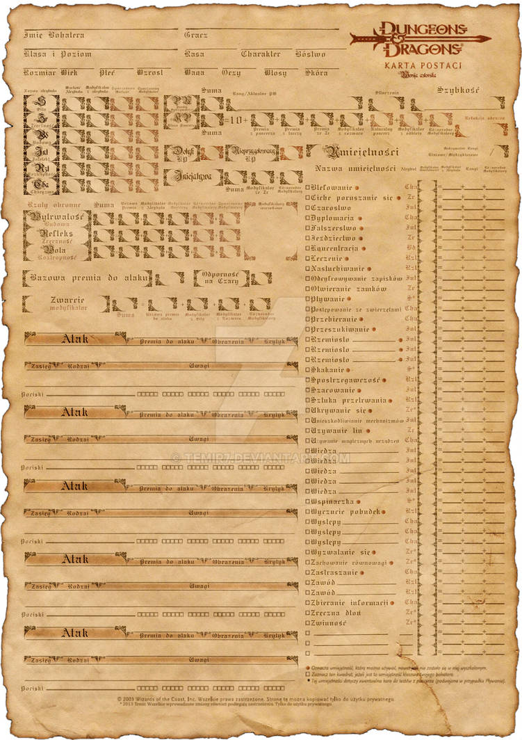 Dd Pages bright DD character sheet - front by Temir7 on DeviantArt