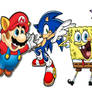 Mario Sonic Spongebob Blaze Crossover