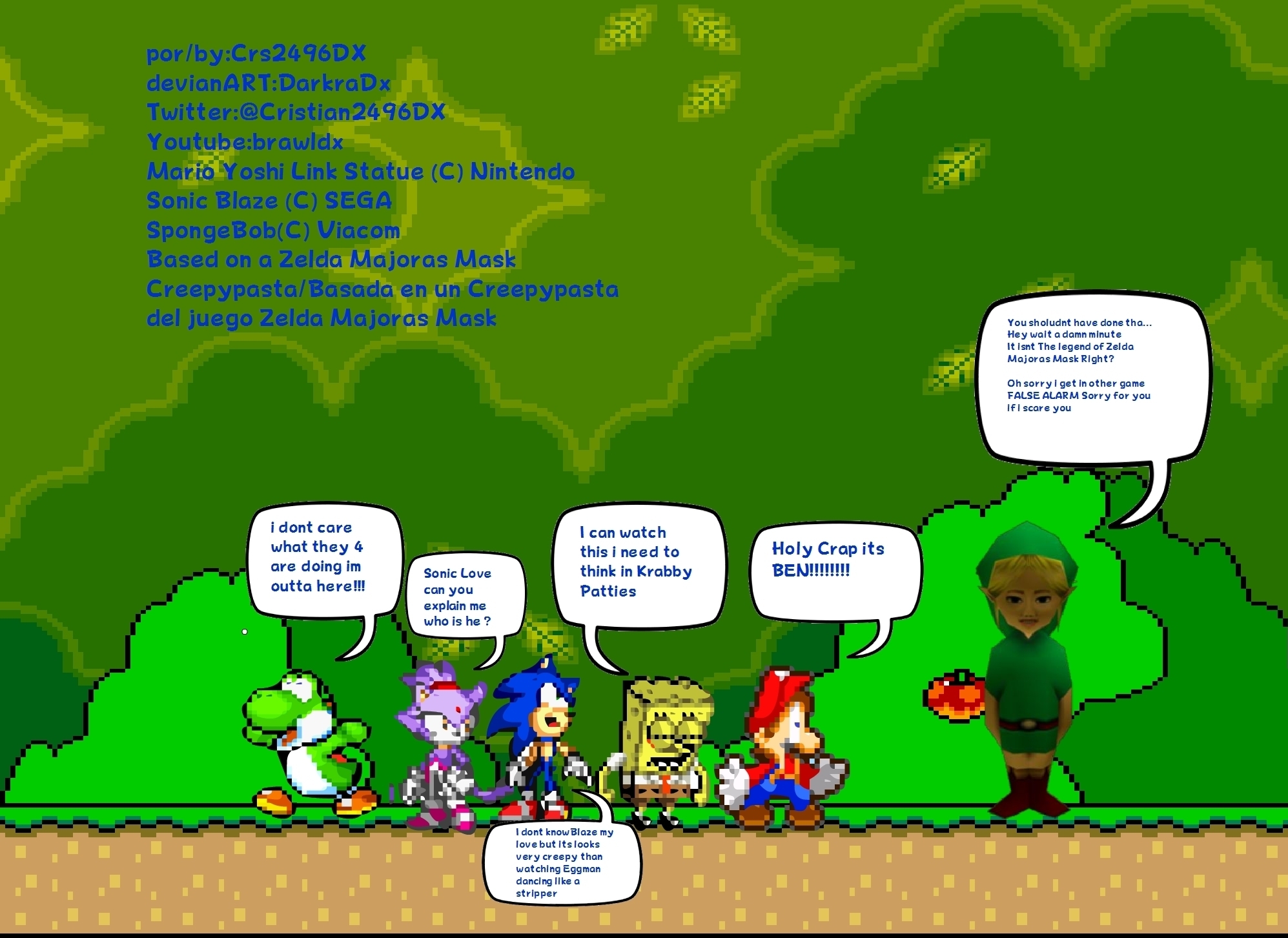 Mario Sonic SpongeBob Blaze Yoshi and BEN drowned