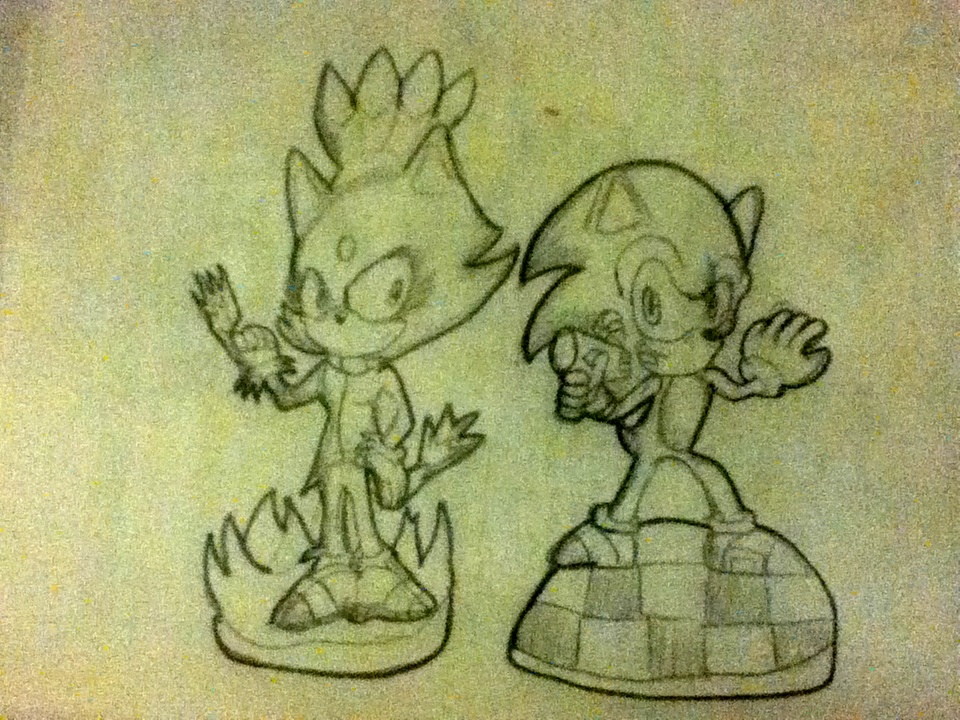 Sketch-Sonic and Blaze as Skylanders