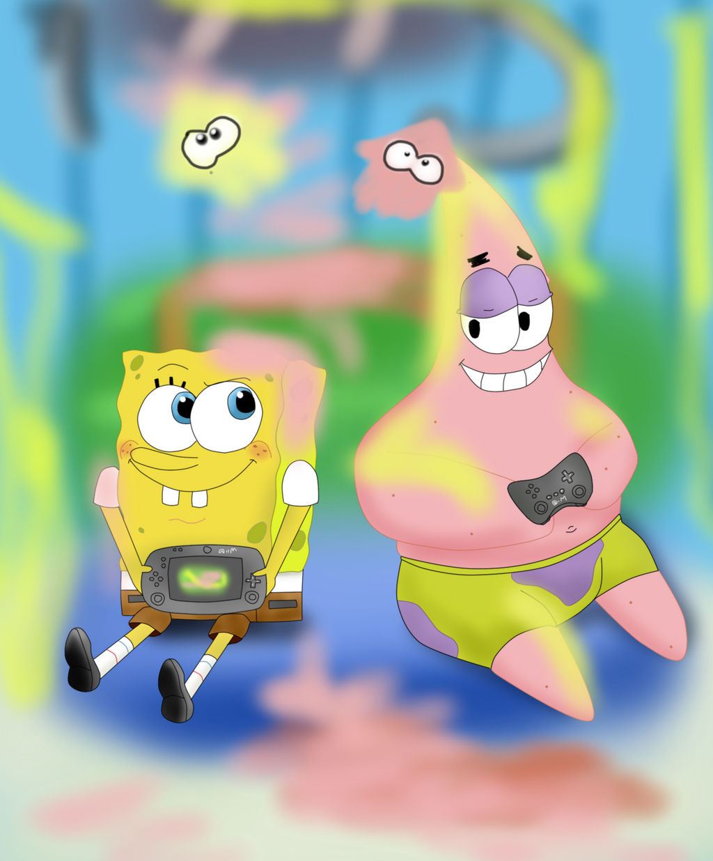 Patric Playing Lab SpongeBob and Patrick Playing Splatoon by CristianDarkraDx on DeviantArt