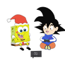 SpongeBob and Goku Chibi playing Switch