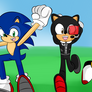 Omega running with Sonic and Shadow