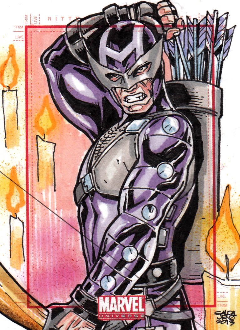 HAWKEYE Marvel universe sketch card