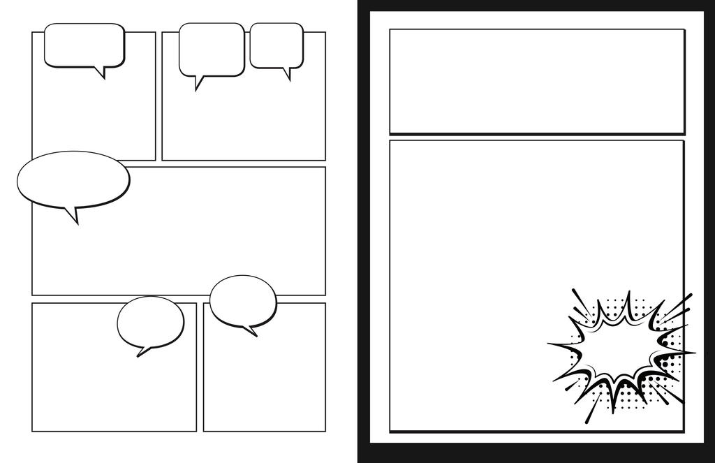Blank comic book pages, blank comic book template, blank pages