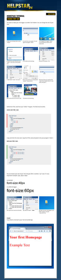 Homepage Tutorial - Change Font Size