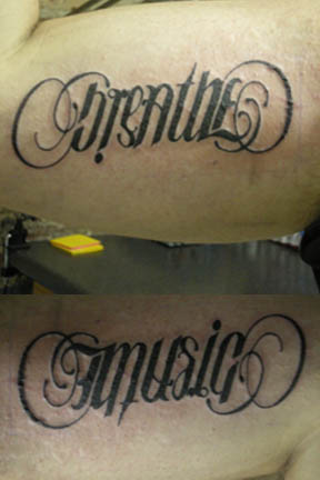 Ambigram 'Breathe' 'Music'