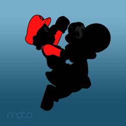 Mario in DKCR style silhouette