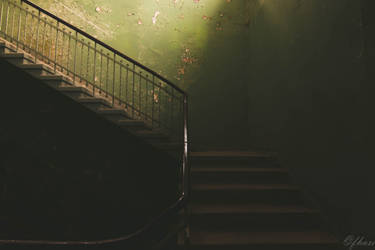 green stairs lead to nowhere by Eerieseelie