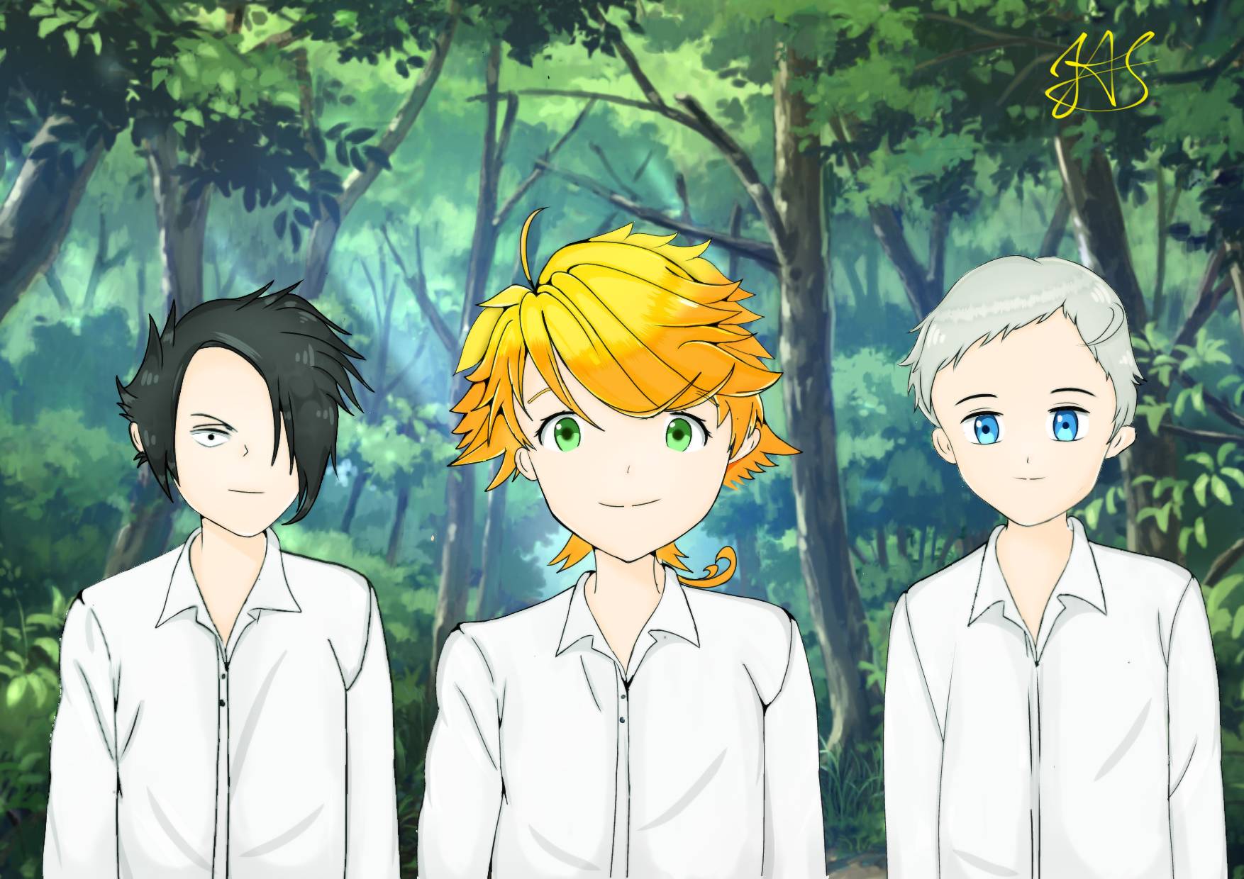 Emma, Ray and Norman from The Promised neverland. by HellMageJas on  DeviantArt