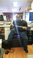 At work with my gitfiddle (guitar)