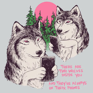 Two Wolves On Their Phones