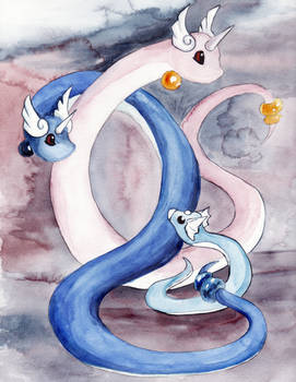 Pokemon - Dragonair and Dratini