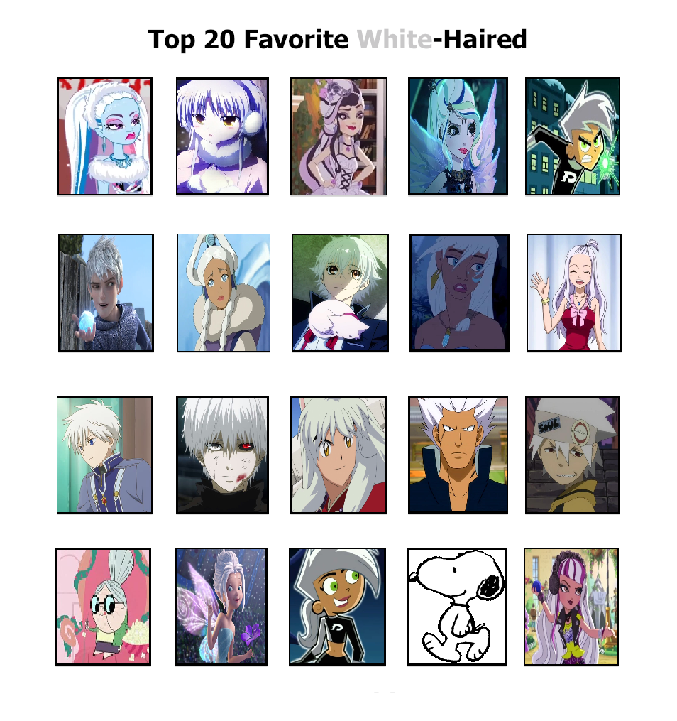 Top 20 Favorite White Haired Characters by InnocenceandInstinic on  DeviantArt