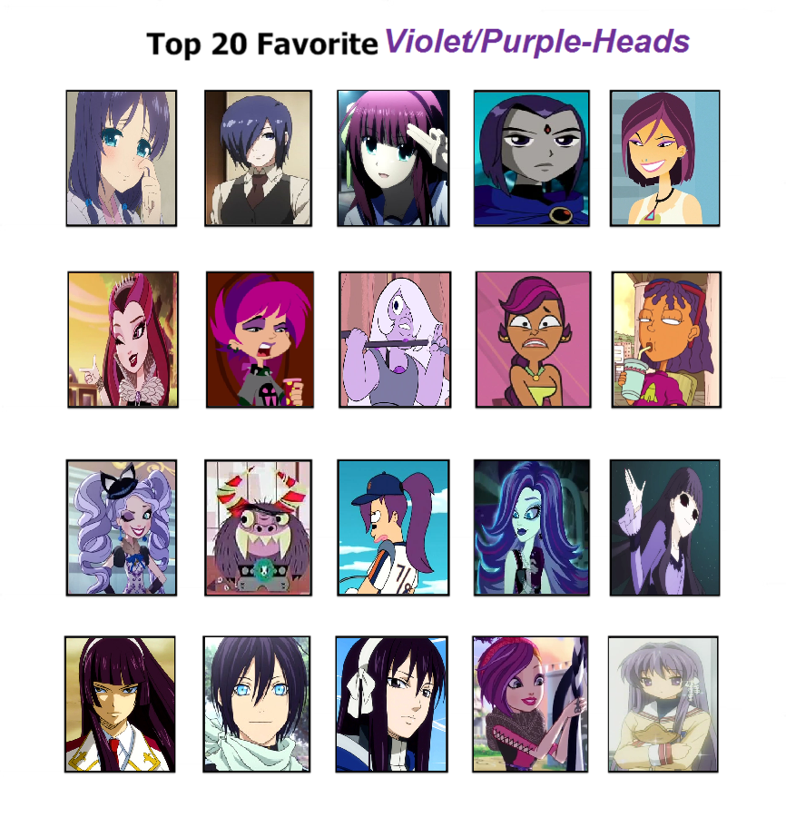 My Top 20 Favorite Violet/Purple Haired Characters by InnocenceandInstinic  on DeviantArt