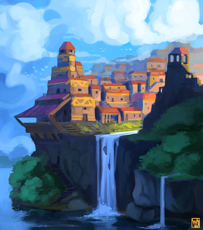 Vilage R Water Fall Waterfall Village by Waltjan on DeviantArt