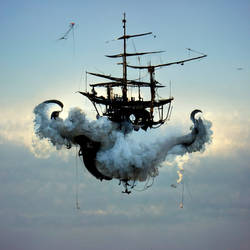 Flying ship made out of Fog