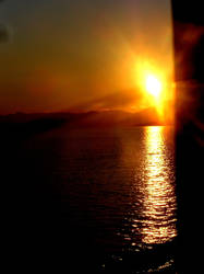 Greek sunset on a ferry.