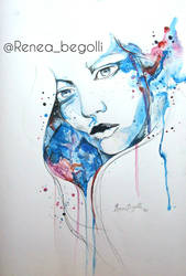 Girl portrait with water colors