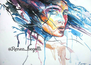 Girl portrait with water colors