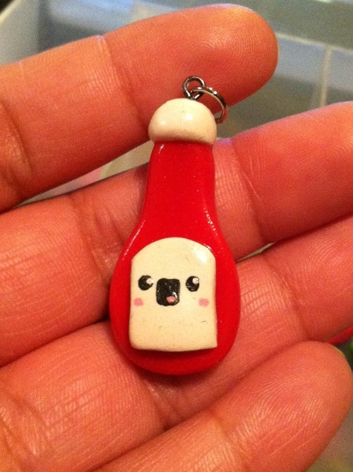 Ketchup Bottle Polymer Clay Charm