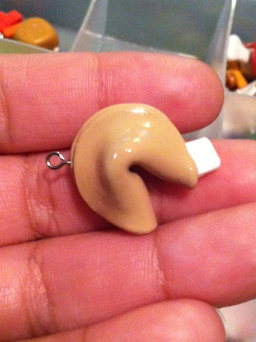 Fortune Cookie Polymer Clay Charm