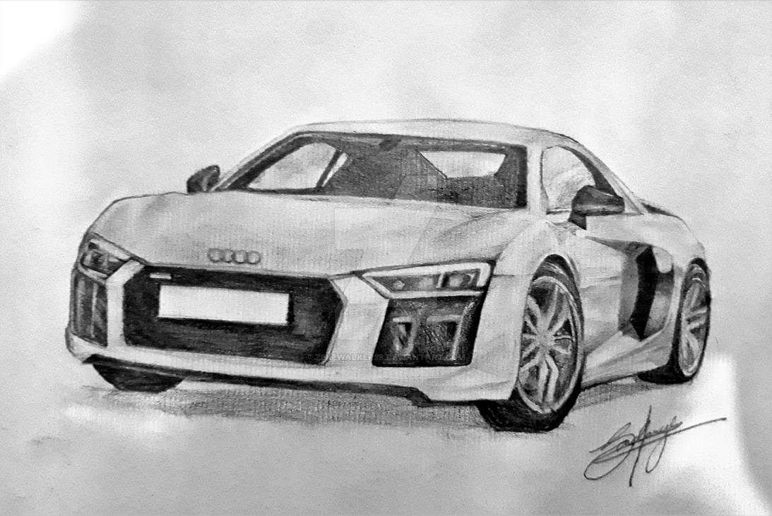 Audi R8 pencil drawing by ZekeWalker28 on DeviantArt