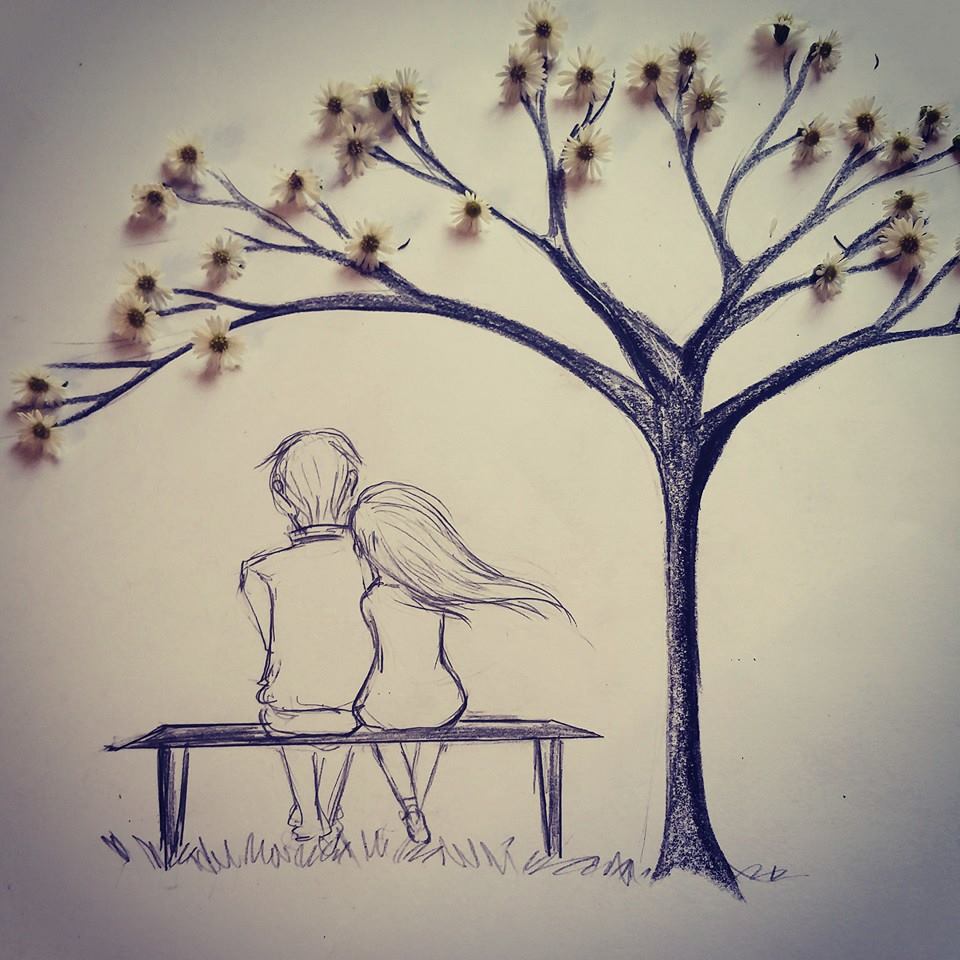 How to draw love tree with boyfriend and girlfriend