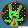 Zombie Bunny Embroidery Hoop