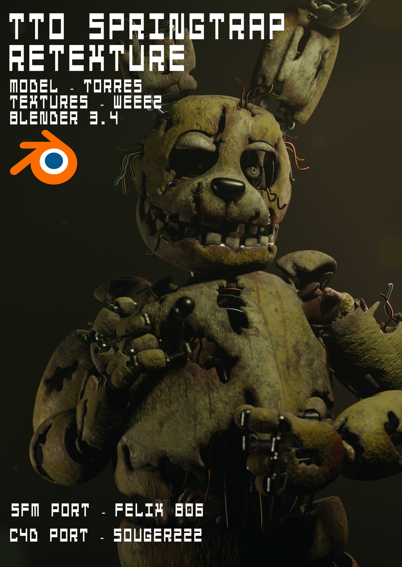 Spring Trap Vr Rig FNAF (Blender) TTO Springtrap Retexture Release by WeeezStudios on ...