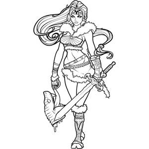 Barbarian Woman Lines- White