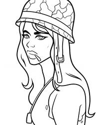 Army Girl lineart - White BG