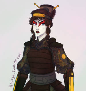 Korra in Kyoshi Warrior gear
