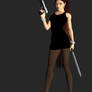 Lara Pure Black Dress Render 2