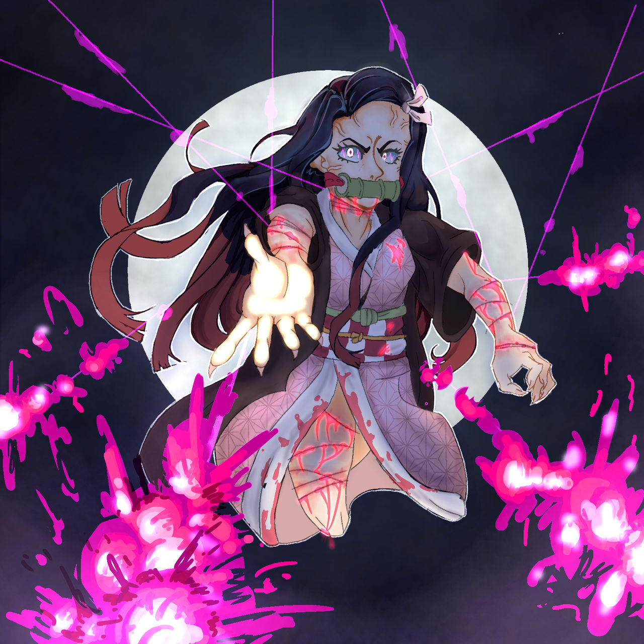 Nezuko Blood Demon Art Fanart kanariyareon