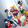 Sailor moon and sailor scouts.