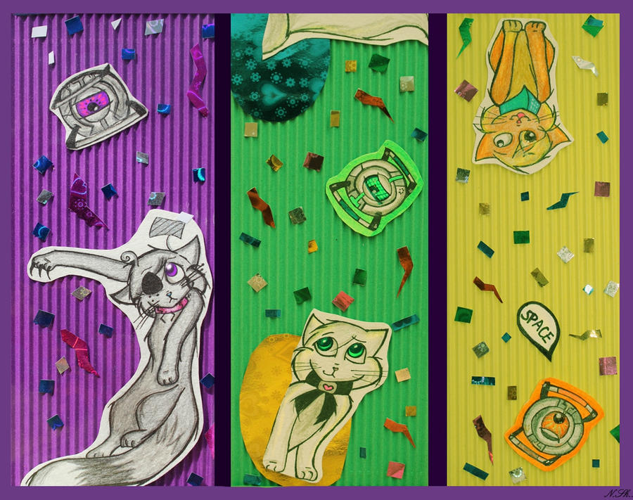 Cats and cores bookmark set.