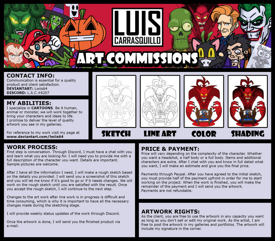 Luis Carrasquillo Commission Sheet
