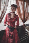 Dark-red victorian dress