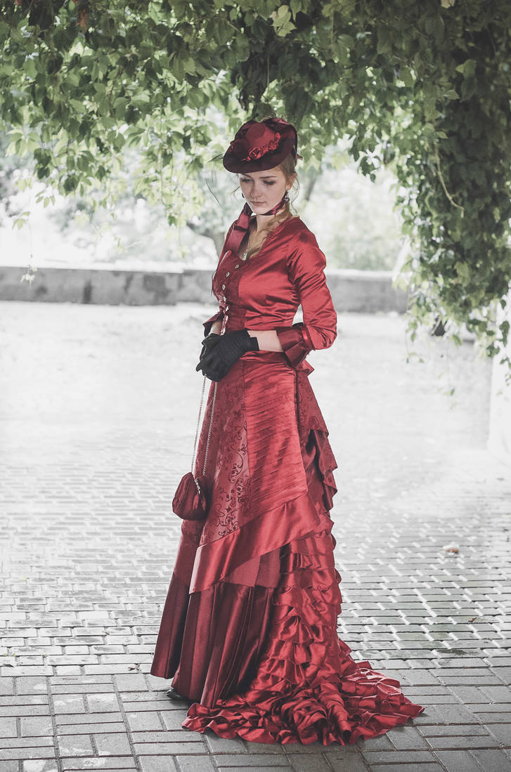 dark red victorian dress Made to Measure Red Gothic Victorian Wedding Dress